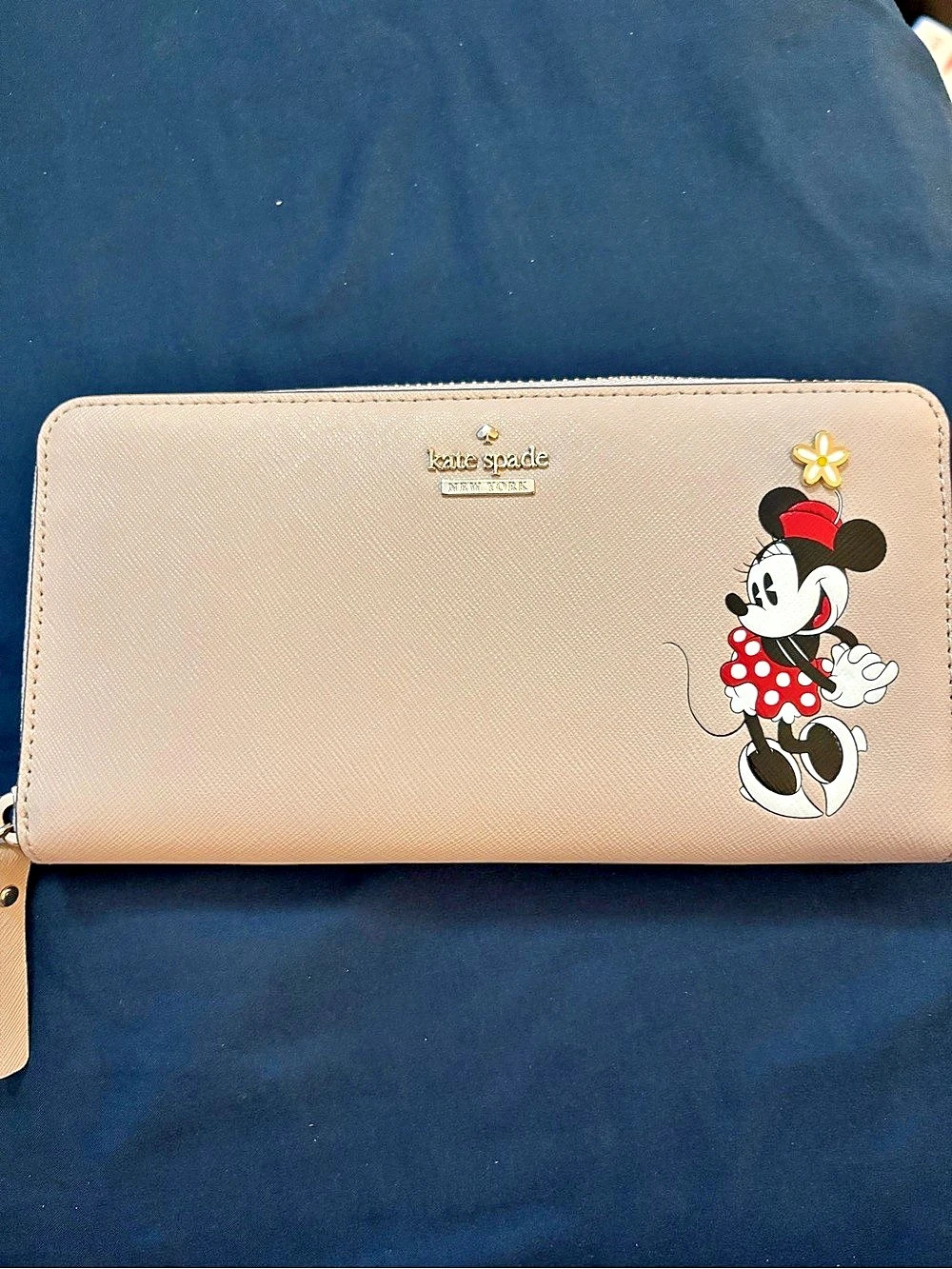 kate spade Disney Minnie Mouse zip-around wallet in Pink & Beige